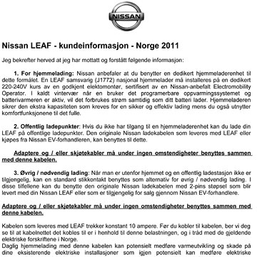 Nissan LEAF brev