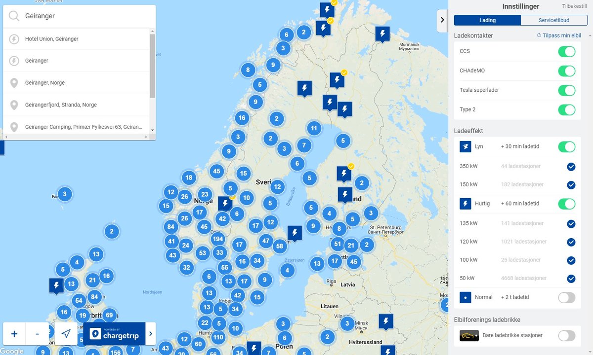 Her finner du hurtigladestasjonene i Norge - Norsk elbilforening