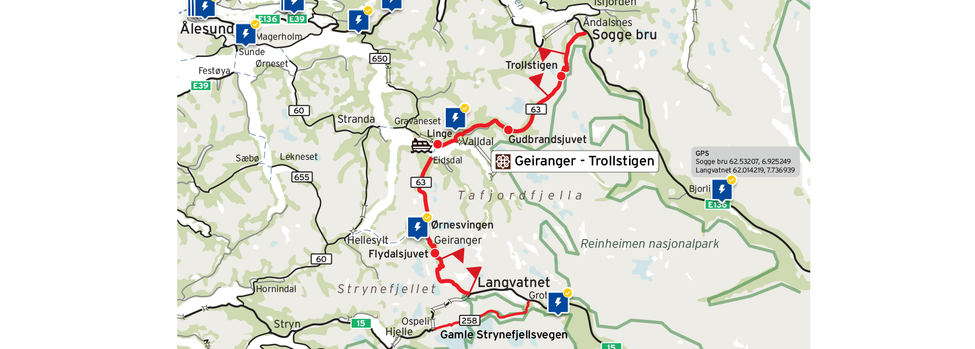 kart over trollstigen Med elbil på Nasjonal turistveg Geiranger – Trollstigen | Norsk 